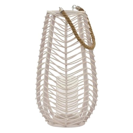 Plutus Brands Plutus Brands PBTH94755 Natural Fiber Decorative Rattan Lantern; White PBTH94755